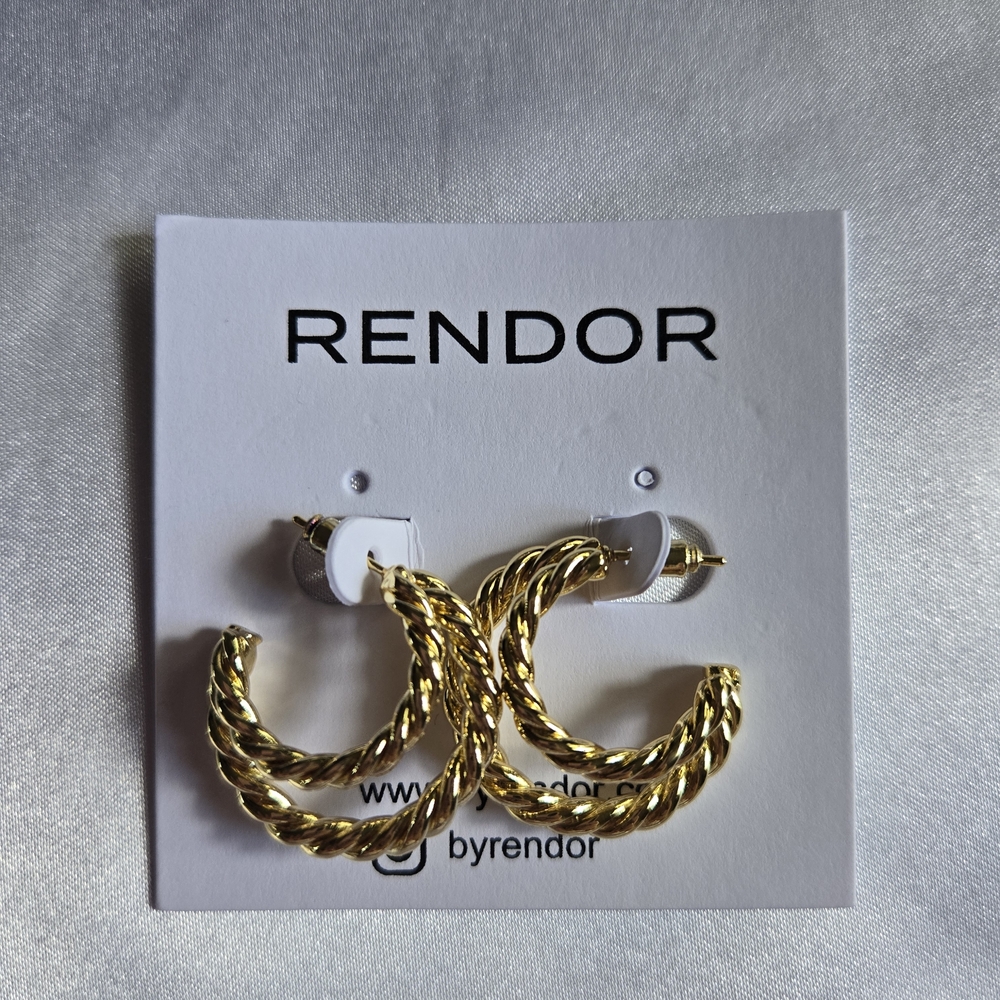 Rendor Victoria Yellow Gold Double Hoop Earrings